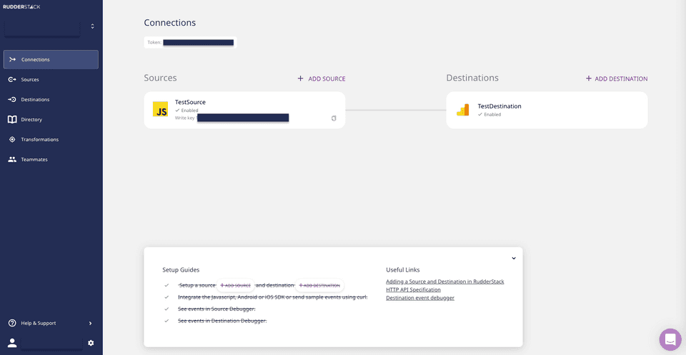 Log into your RudderStack Dashboard