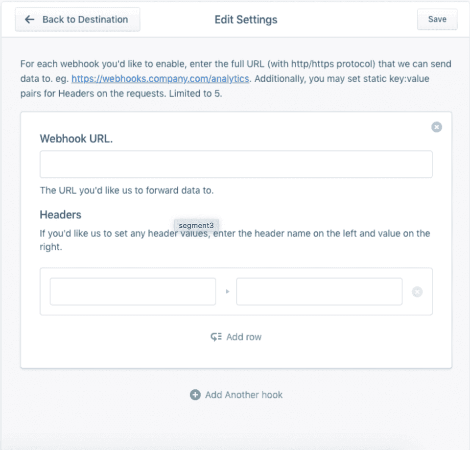 RudderStack webhook URL setting in Segment