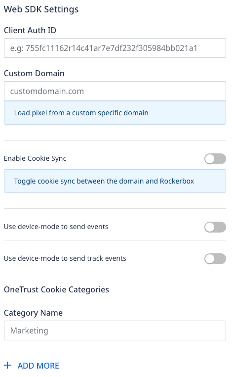 Rockerbox Connection Settings in RudderStack