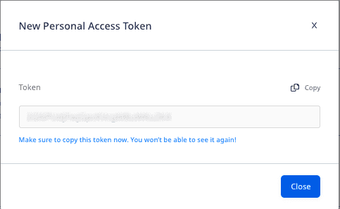 Personal access token details