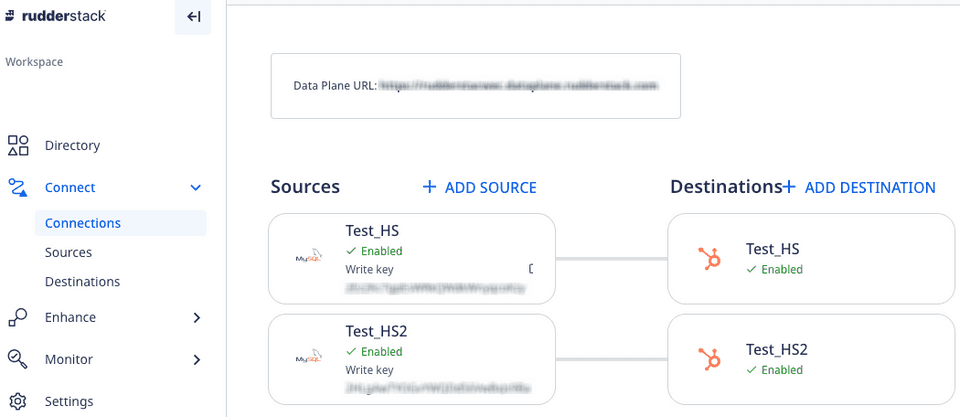 HubSpot connection settings